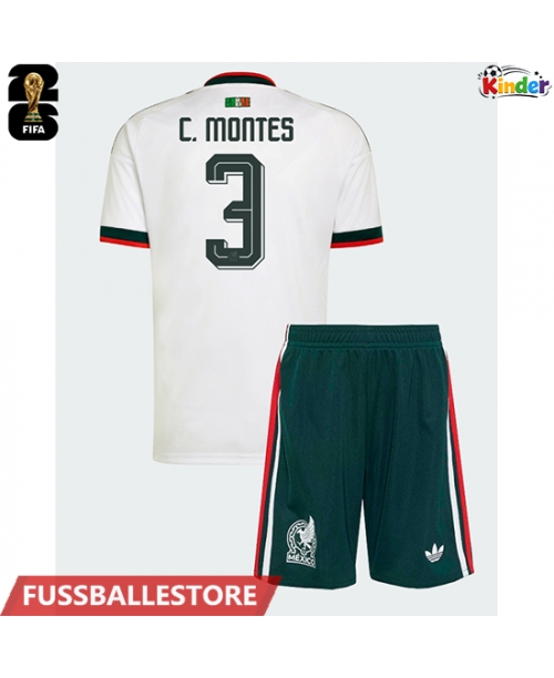 Günstige Mexiko Cesar Montes #3 Auswärts Trikotsatzt Kinder WM 2026 Kurzarm (+ Kurze Hosen)
